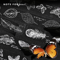 The lover of the letter PET tape Wild Man Ji exquisite feather plant leaf veins white ink transparent texture