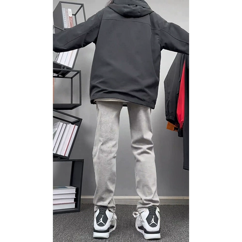 Джинсы, осеннее термобелье, штаны, по фигуре, облегающий крой, свободный прямой крой