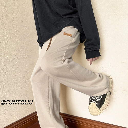 Tide, брендовые дизайнерские спортивные штаны, оверсайз, тренд сезона, в американском стиле, свободный прямой крой