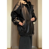 Черная демисезонная куртка, бейсбольная короткая форма, изысканный стиль, в американском стиле