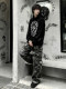 American retro multi-pocket camouflage overalls for men, autumn high-waisted loose drape floor-length wide-leg scimitar trousers
