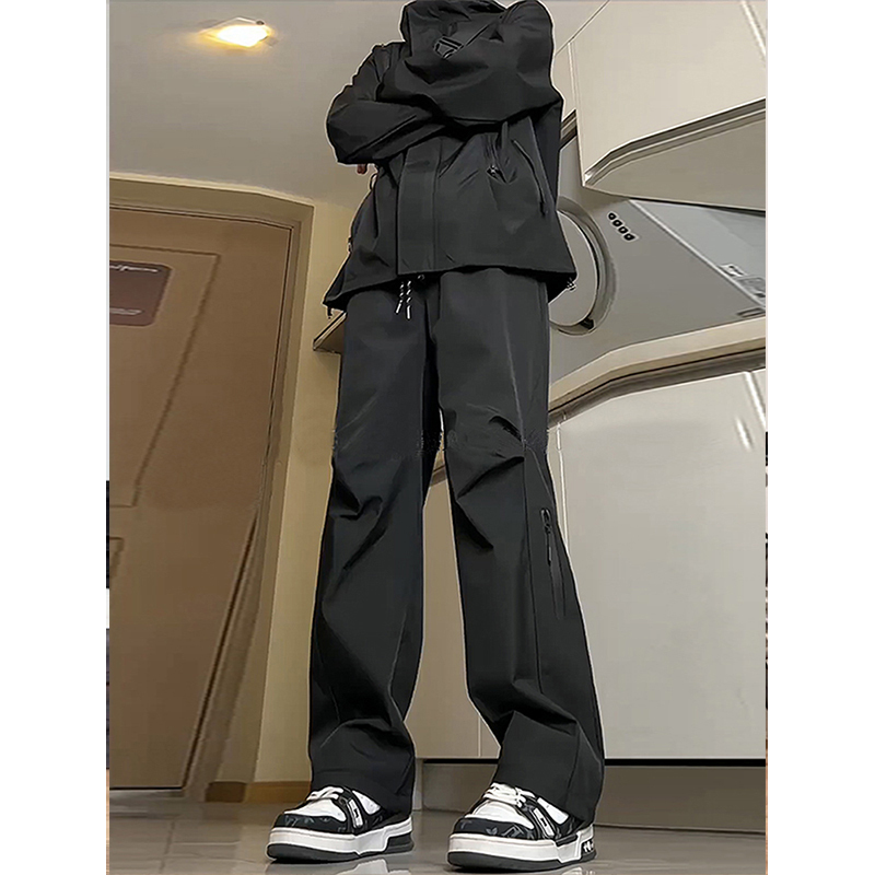 American-Style Functional Waterproof Jacket Men's Set for Spring Wear, Sports Jacket and Pants, Outdoor Hiking Jacket