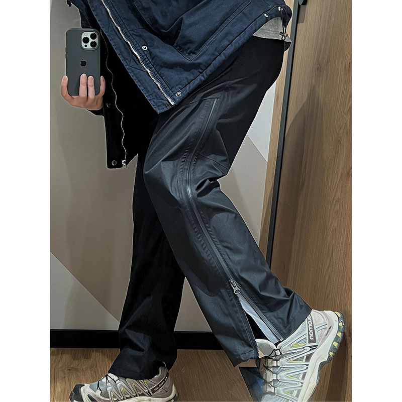 American-Style Nylon Storm-Grade Waterproof Hiking Pants for Men, Outdoor Trekking and Mountaineering Trousers with Side Zippers, Workwear Long Pants