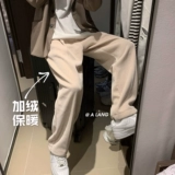 Демисезонные абрикосовые вельветовые японские штаны, свободный прямой крой