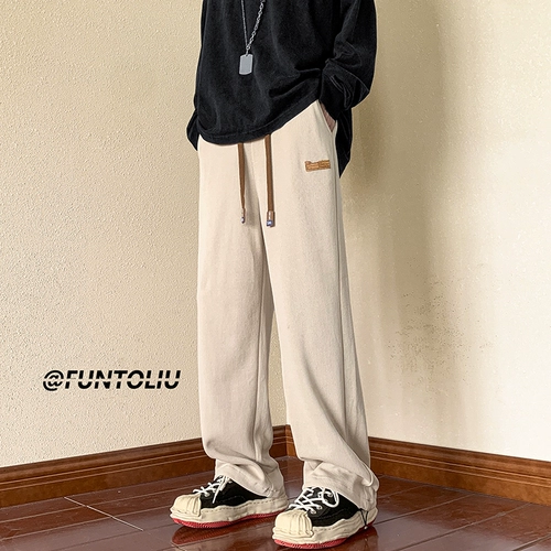 Tide, брендовые дизайнерские спортивные штаны, оверсайз, тренд сезона, в американском стиле, свободный прямой крой