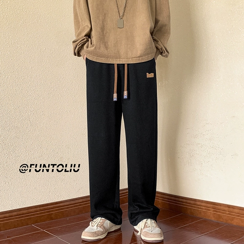 Tide, брендовые дизайнерские спортивные штаны, оверсайз, тренд сезона, в американском стиле, свободный прямой крой