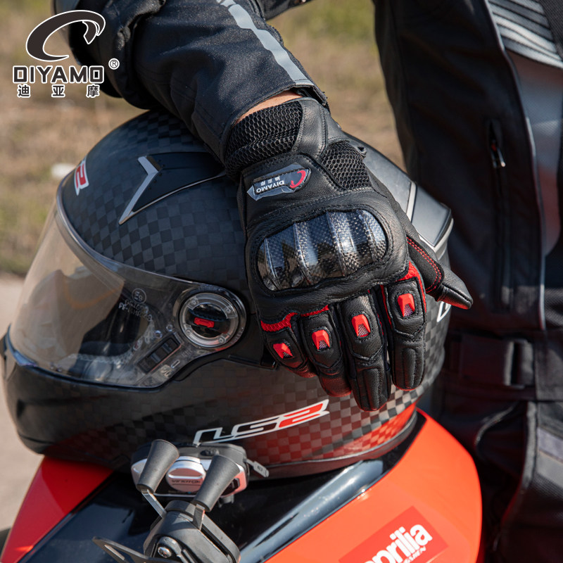 DIYAMO Diamo motorcycle gloves men's summer breathable sheepskin carbon fiber anti-fall motorcycle racing riding thin section