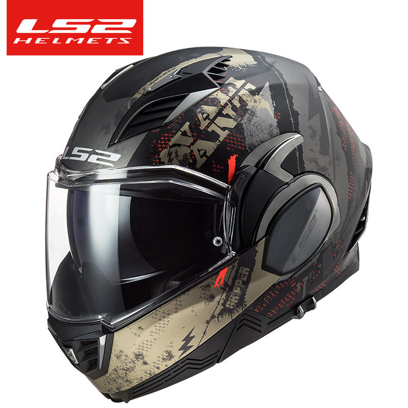 LS2 motorcycle helmet exposed helmet Men and women full helmet Anti-fog motorcycle backflip half helmet Double lens full helmet summer