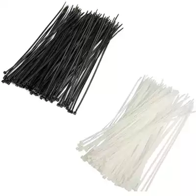 Black and white cable tie nylon cable tie 4x 150mm self-locking black and white plastic strapping strap