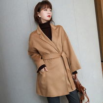 Luxurious water corrugated large coat 2022 autumn winter new business temperament retro double face cashmere wool coats women