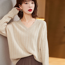 Baked to a soft and feminine taste 2022 Spring and autumn New products Style Design Sense High-end Nail Drill Mountain Cashmere Sweater Woman