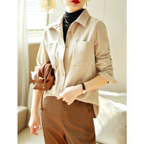 Law Style Design Sensation Thickened Mill Hair Long Sleeve Shirt Woman 2022 Chunqiu New Temperament Commute Casual 100 Hitch Shirt