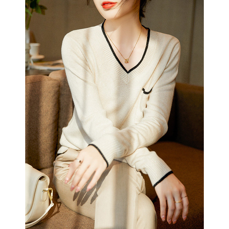 Pro-skin close-up ~ upper body without bondage pure wool knit cardiovert 2022 autumn winter new casual 100 hitch