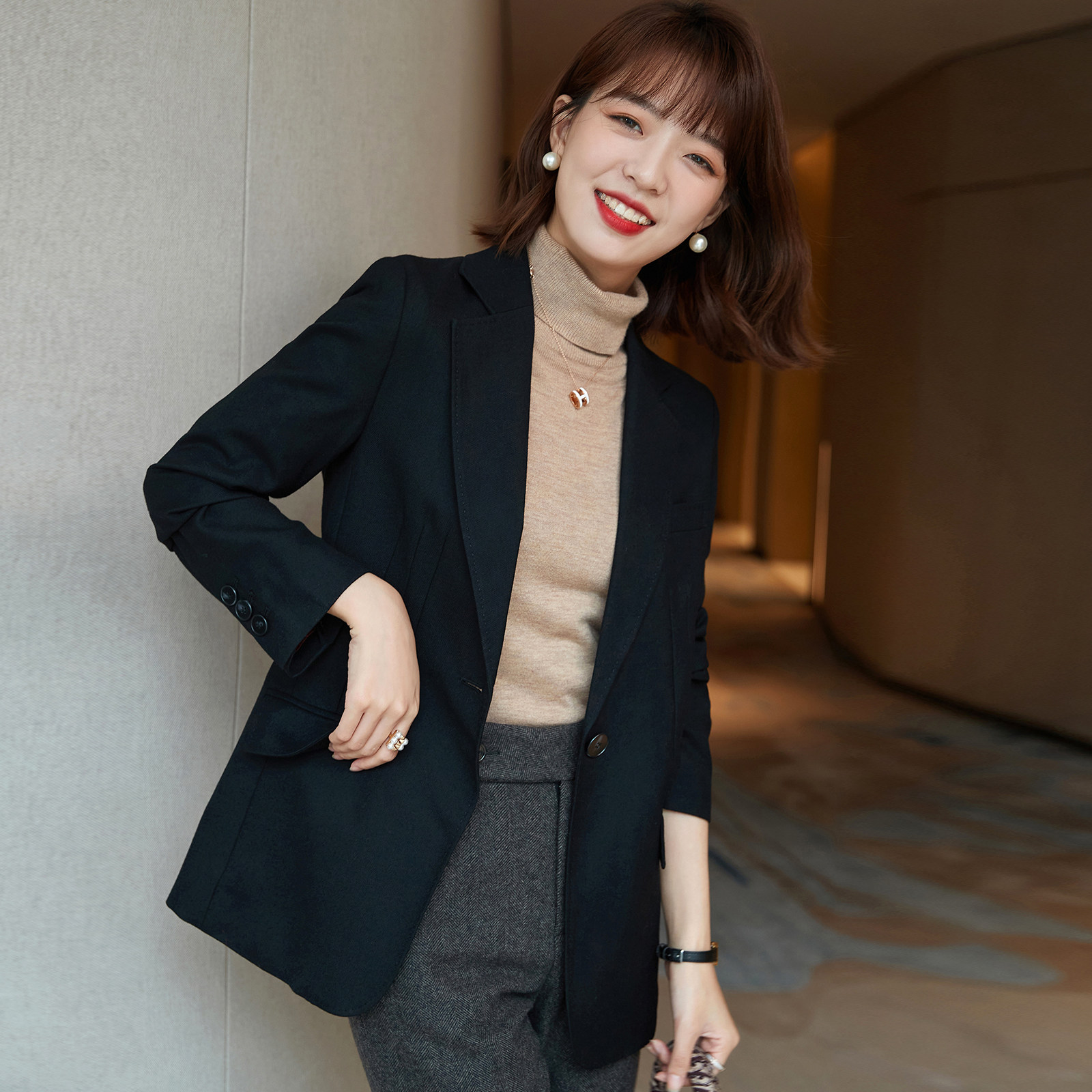 Quite sphincter with a type upper body slim fit 2022 spring new temperament commuter wool suit jacket woman
