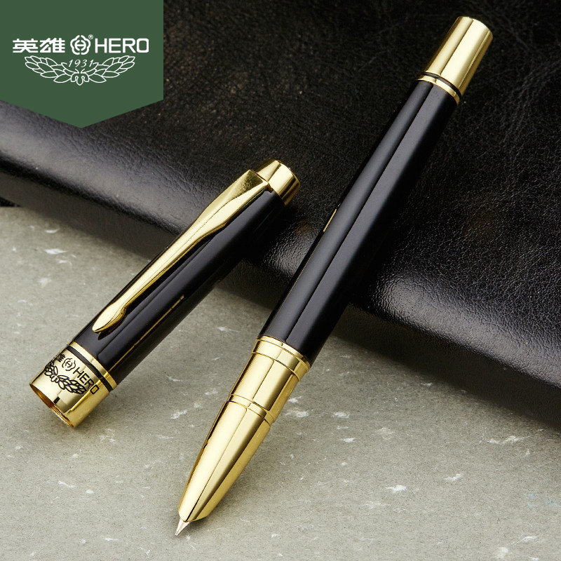 Hero 782 Pen Official 10K Gold Pen Business Office Students Writing with a Brush Dark Tip Fountain Pen Ink Pen Gift Customize Logo Free Lettering