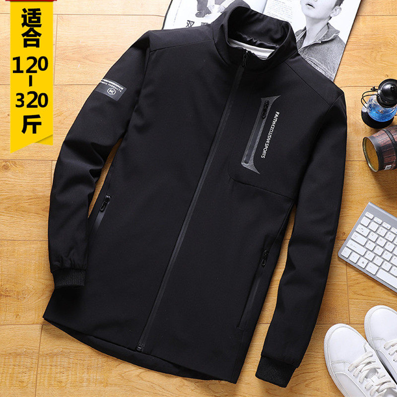 Men's jacket spring plus fattening up for overweight children casual single-coat male jacket slim coat 300 catty of trend autumn and winter