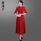 Длинное ципао, юбка, свадебное платье для мамы, городской стиль, китайский стиль