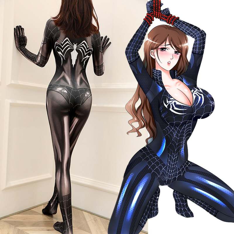 蜘蛛侠紧身衣女开裆自动收紧连体衣cos蜘蛛服蜘蛛腿超凡黑蜘蛛女 蜘蛛侠紧身衣女开裆自动收紧连体衣cos蜘蛛服蜘蛛腿超凡黑蜘蛛女