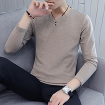 Autumn long-sleeved T-shirt Korean version of the mens cotton trend slim-fit thin section of the base shirt casual handsome T-shirt top men