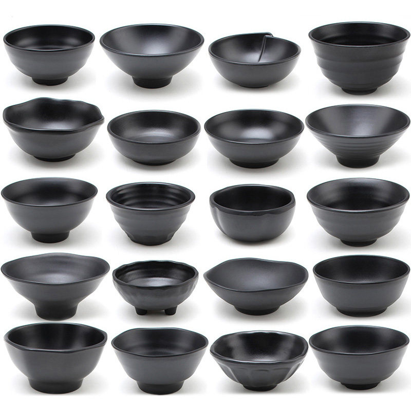Day Style Black Thickened Small Bowl Hot Pot Hot Pot Dip Sauce Dip Sauce Seasoned Plastic Bowl Rice Rice Rice Rice Bowl Restaurant Business
