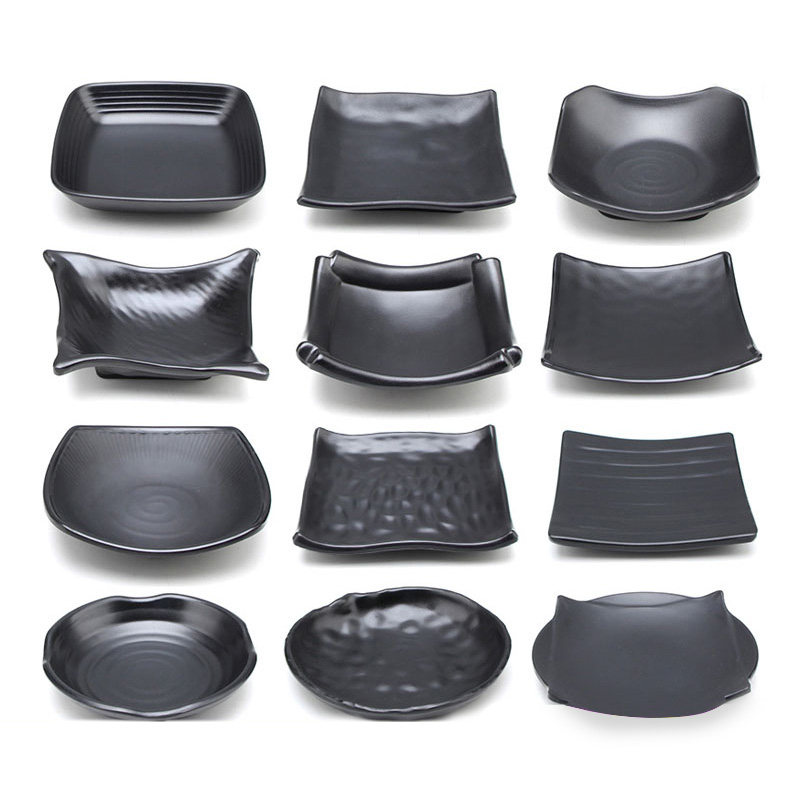 Black melamine commercial cutlery KTV refreshments cool vegetable dishes Snack Sweet Sauces Day Style Sushi Dishes Plastic Dishes