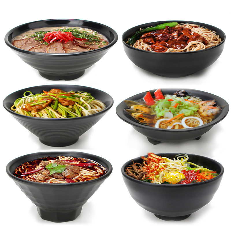 A5 black melamine noodle restaurant cutlery day style one thousand pull noodles bowl seasoning bowl plastic linen spicy hot bowl rice noodle soup bowl