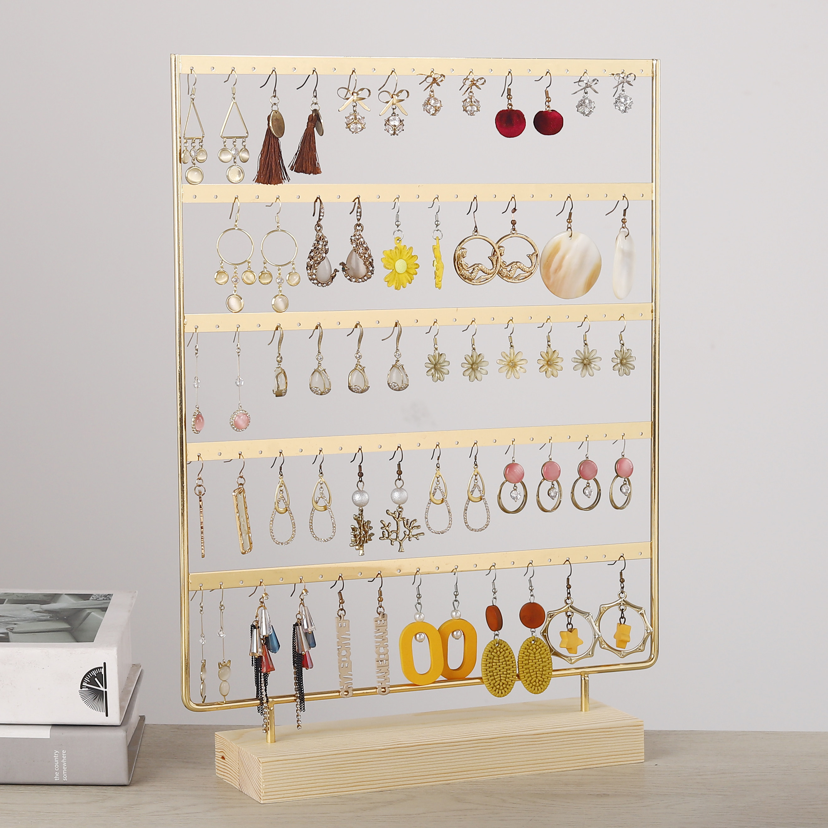 金属製イヤリング収納ラック、ジュエリーラック、イヤースタッドとフック、家庭用イヤリングディスプレイラック、ジュエリーディスプレイスタンド