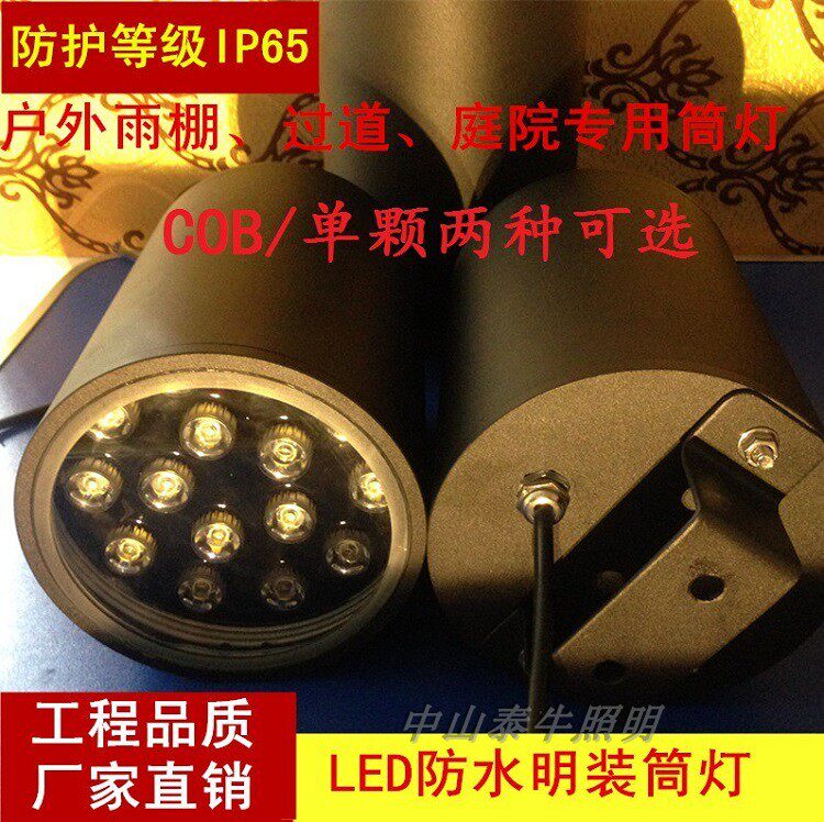 Outdoor Ming Waterproof LED Cylinder Light COB Suction Top Outdoor 12W18W20W30W Spotlight Hotel Hallway Suction light