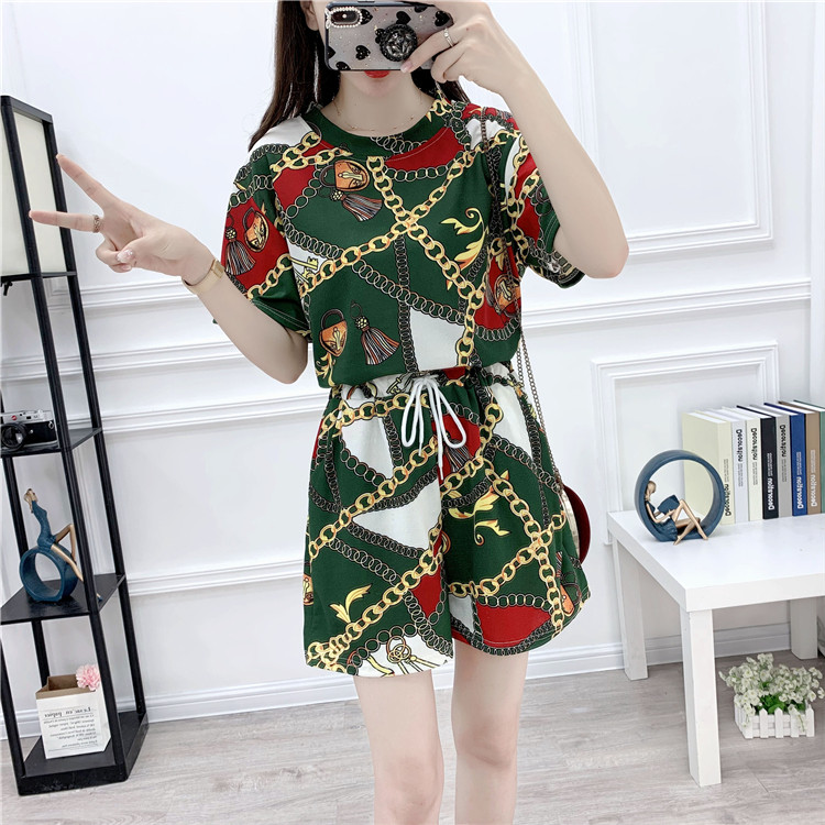 Summer pajamas women's cotton silk shorts suit fashion can be worn out Western style short-sleeved rayon two-piece home clothes