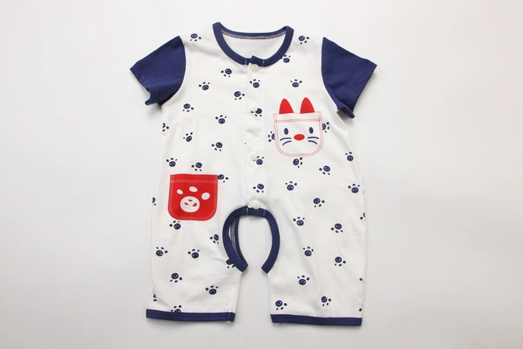 Bé onesies mùa hè 0 sơ sinh quần áo nam giới và phụ nữ bé phần mỏng mở tập tin cotton ngắn tay đầm 1 năm tuổi romper