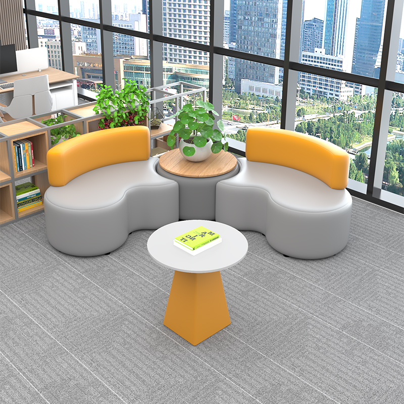 Internet-Famous Creative Office Leisure Area, Uniquely Shaped Rest Area, Training Institution, Curved Reception and Meeting Sofa Set