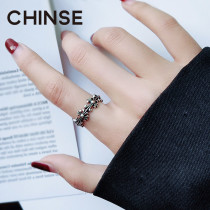 925 sterling silver cross ring female fashion personality niche design Net red trampling day Japanese light luxury opening index finger