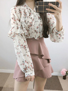 Mùa xuân chiffon đầu lá sen nữ cạnh Hàn Quốc phiên bản của đáy áo mùa xuân và mùa thu váy khí thời trang nghiền nát hoa 2020 siêu cổ tích mới