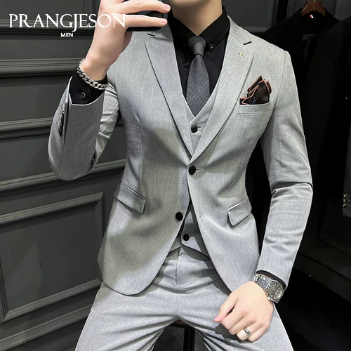 Мужской летний комплект, пиджак классического кроя для отдыха, костюм, свадебное платье
