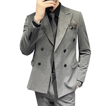 Весенний и летний стиль Double-row buttoned suit Mens suit Inlenwind Wind свадьба New Lang Dress Business Asual