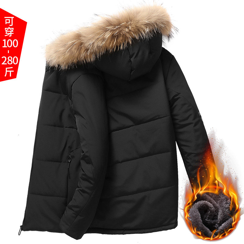 Cotton coat men's coat winter plus velvet thickened men's cotton padded jacket plus fat size fat man winter coat fat man down cotton jacket
