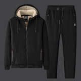 Флисовый хлопковый спортивный костюм для отдыха, зимний комплект, толстовка с капюшоном, увеличенная толщина, большой размер