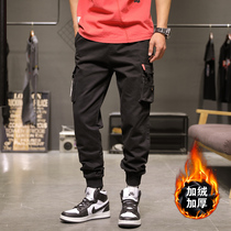 Overalls mens autumn and winter plus velvet thickened fat Tide brand loose fat plus size fat guy toe casual long pants