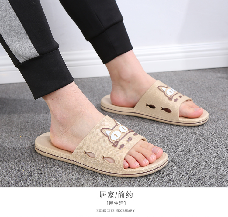 Dép nam dép trong nhà chống trơn trượt đáy mềm chịu một từ kéo nữ ánh sáng Hàn Quốc nhà nam dép mùa hè dép local brand