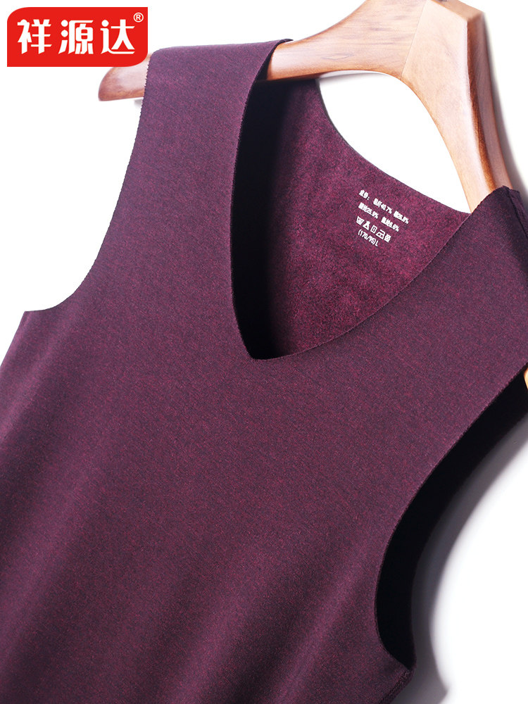 Men's non-marking warm vest plus velvet thickening tight-fitting slim-fit heating sleeveless cotton underwear top vest winter