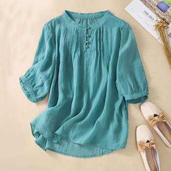 Large size women's summer clothes fat mm cover belly top giant thin loose mother chiffon small shirt short-sleeved t-shirt 200 catties