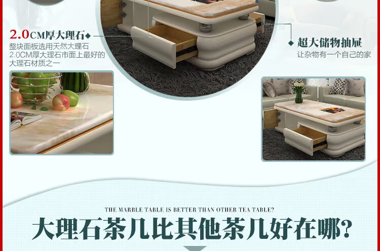 Bàn cà phê bằng đá cẩm thạch Tủ tivi Phòng khách hiện đại đơn giản căn hộ nhỏ bằng gỗ rắn Đồ nội thất vuông Bàn cà phê kungfu - Bộ đồ nội thất giường ngủ
