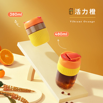 ECOTEK glass female summer girl portable coffee milk tea cup Cute net red mini with straw water cup