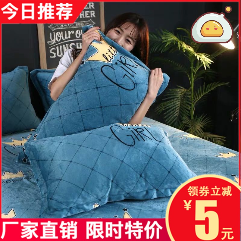 Twill pillowcase pillowcase pillowcase thickened mill wool single single student Hostel pair shooting 2 pillow core cover 48x74cm