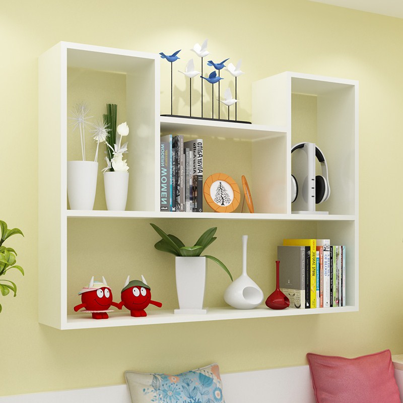 Creative wall shelf Hole-free wall wall rack Wall cabinet Wall wall wall bedroom partition book rack Modern and simple