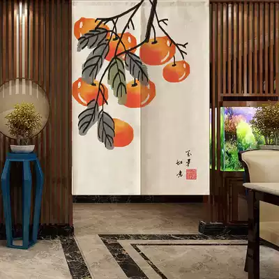 Cloth door curtain kitchen partition window dressing room half curtain curtain bedroom hanging Chinese style wind water curtain cloth curtain free of punching