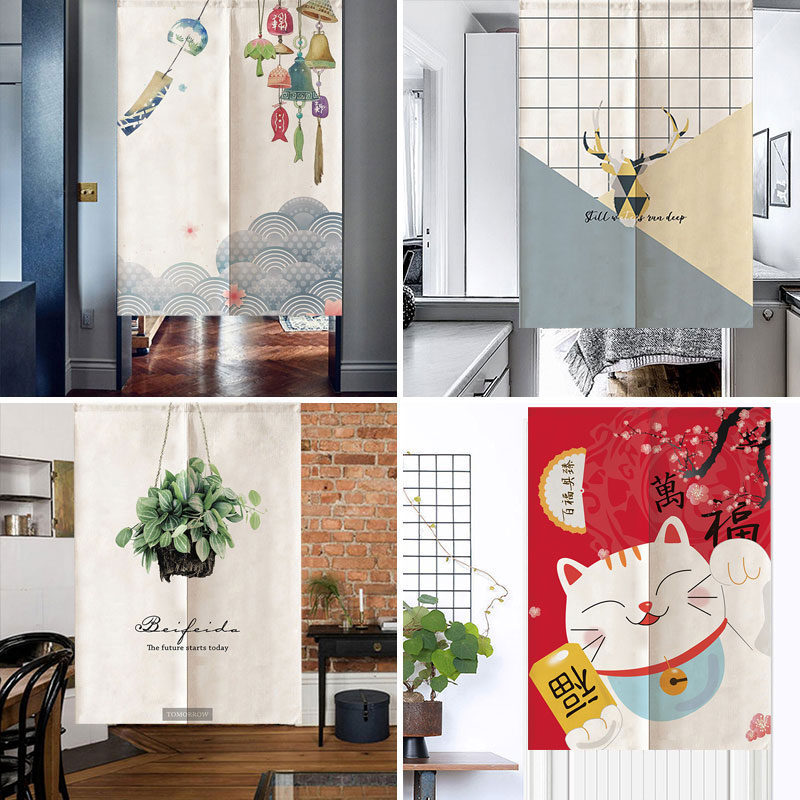 Cloth Art Door Curtain Kitchen Custom Cloth Curtain Partition Window Wind Shield Semi-curtain Bedroom Makeup room Double face Home Shade Curtain