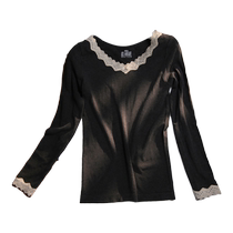 Lace thermal underwear womens thin German velvet sheep wool self-heating autumn underwear with base layer winter single-piece top