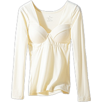 DeRong spontaneous tropical chest pad thermal underwear womens Hepburn collar plus velvet thickened winter base autumn clothing skin-beautifying top