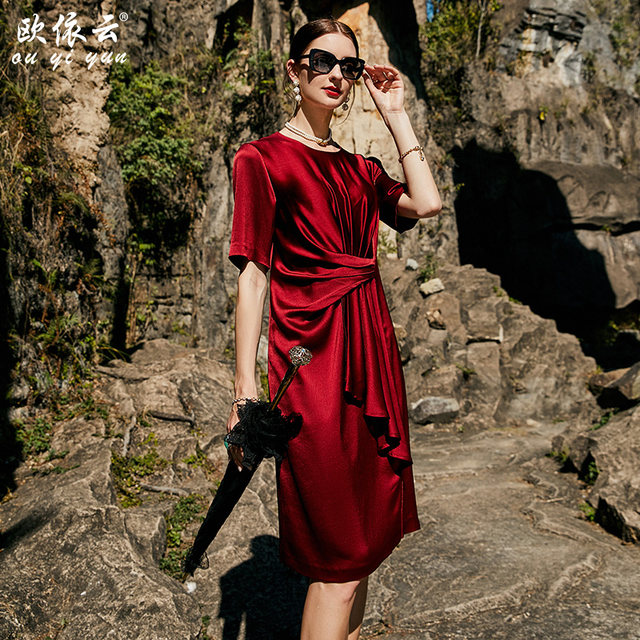 Ouyiyun Wedding Mother's Wear Temperament Dress Waisted Large Size Slim Noble Style Summer Wear Toast Dress Skirt